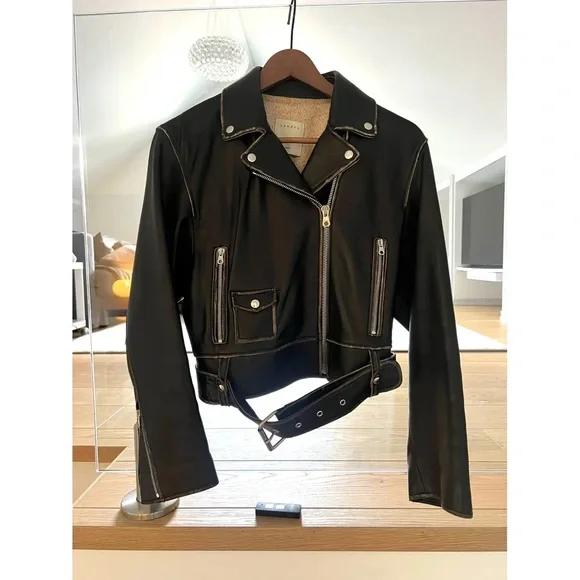 Sandro Shay Leather Moto Jacket sz 1 - Picture 1 of 5